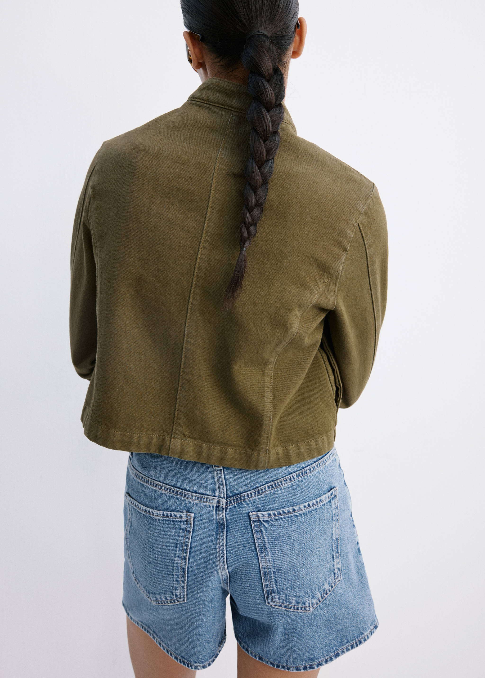 Straight-fit denim shorts - Reverse of the article