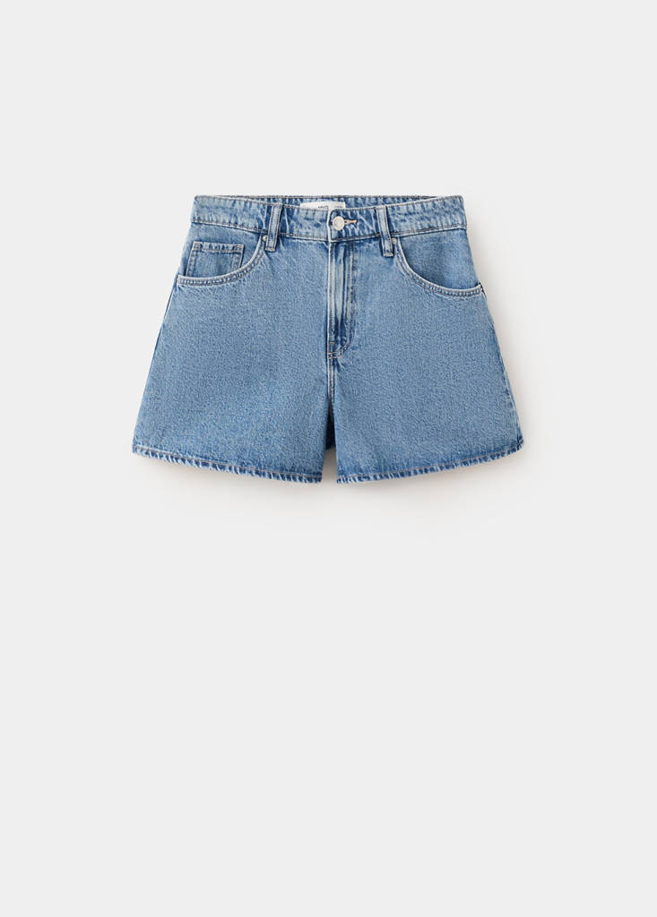 Straight-fit denim shorts — Medium Blue