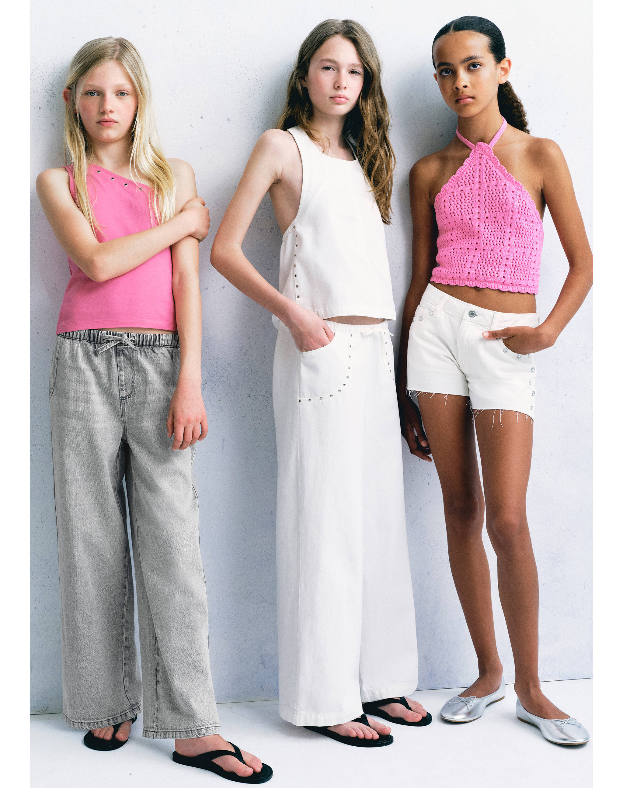 Straight-leg jeans with elasticated waistband - General plane