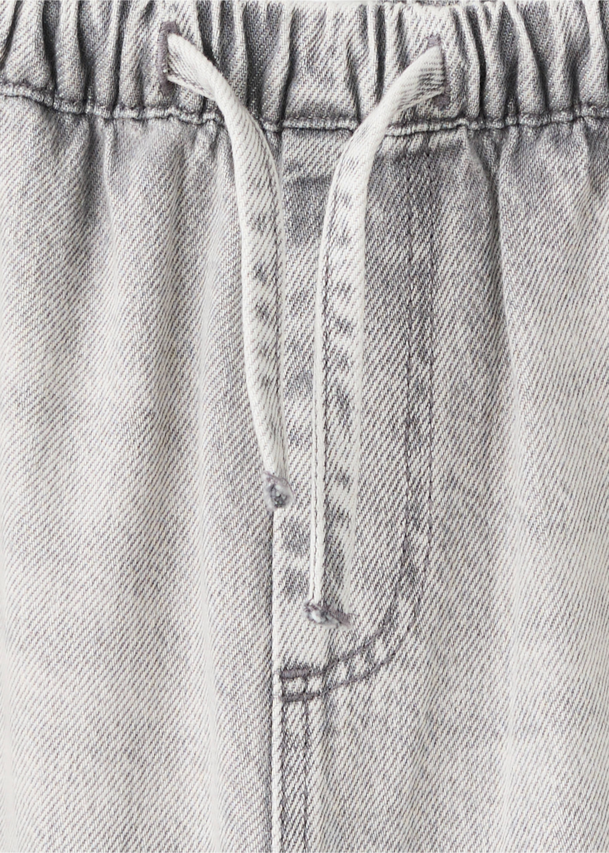 Straight-leg jeans with elasticated waistband - Details of the article 8, Denim Grey. Ref: 37071350-00.