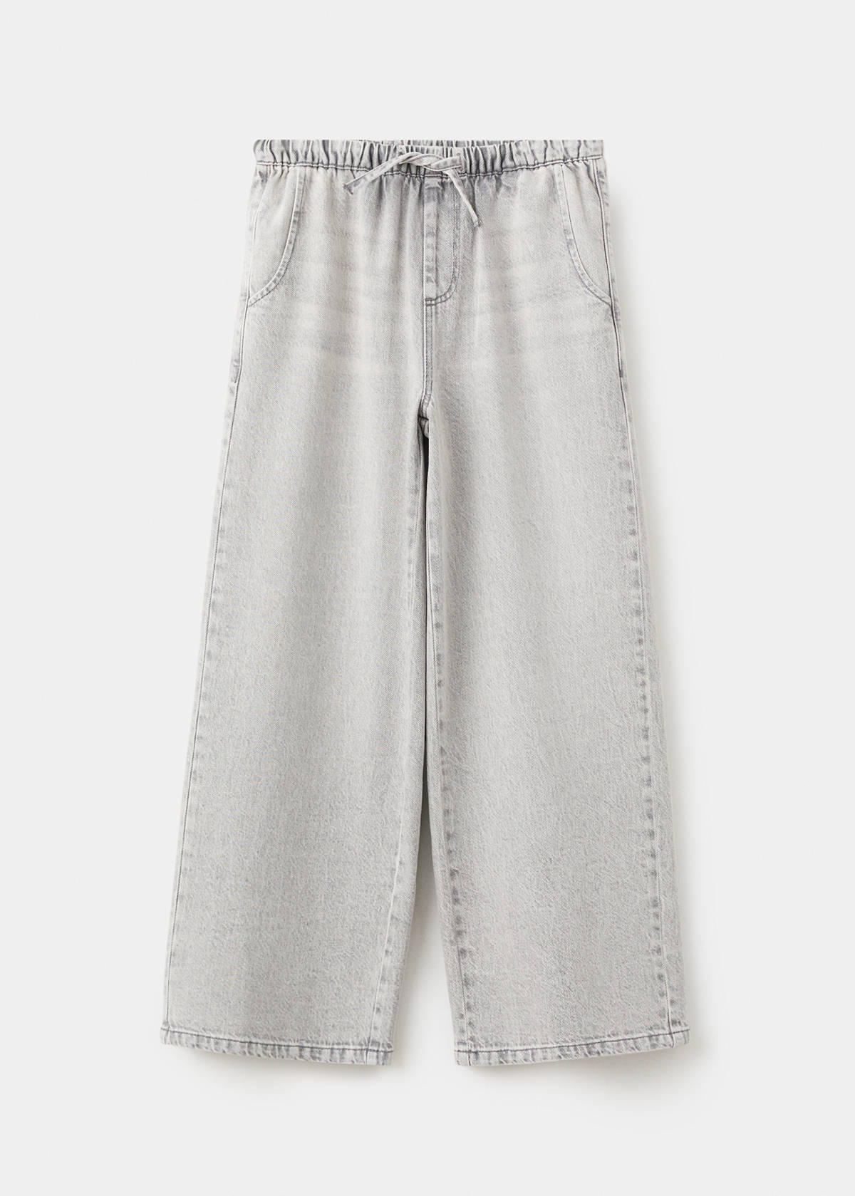 Straight-leg jeans with elasticated waistband — Denim Grey
