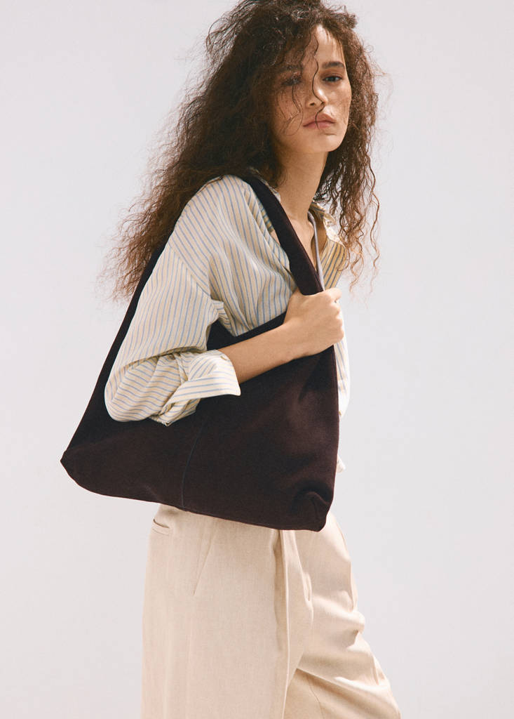 Suede shopper bag — Chocolate