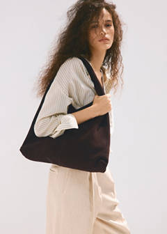 Suede shopper bag — Chocolate 2