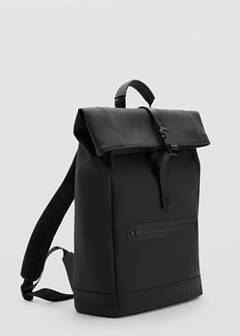 Rubberized backpack with flap closure — Black 2