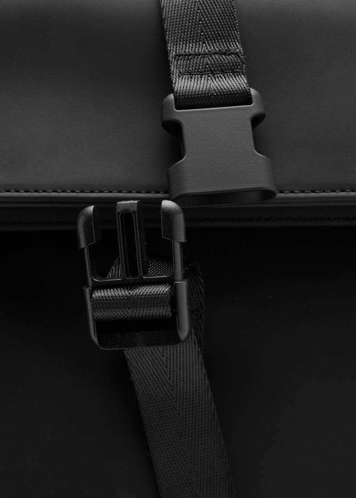 Rubberized backpack with flap closure — Black