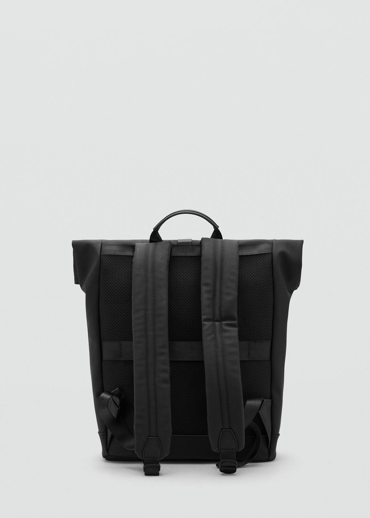 Rubberized backpack with flap closure — Black