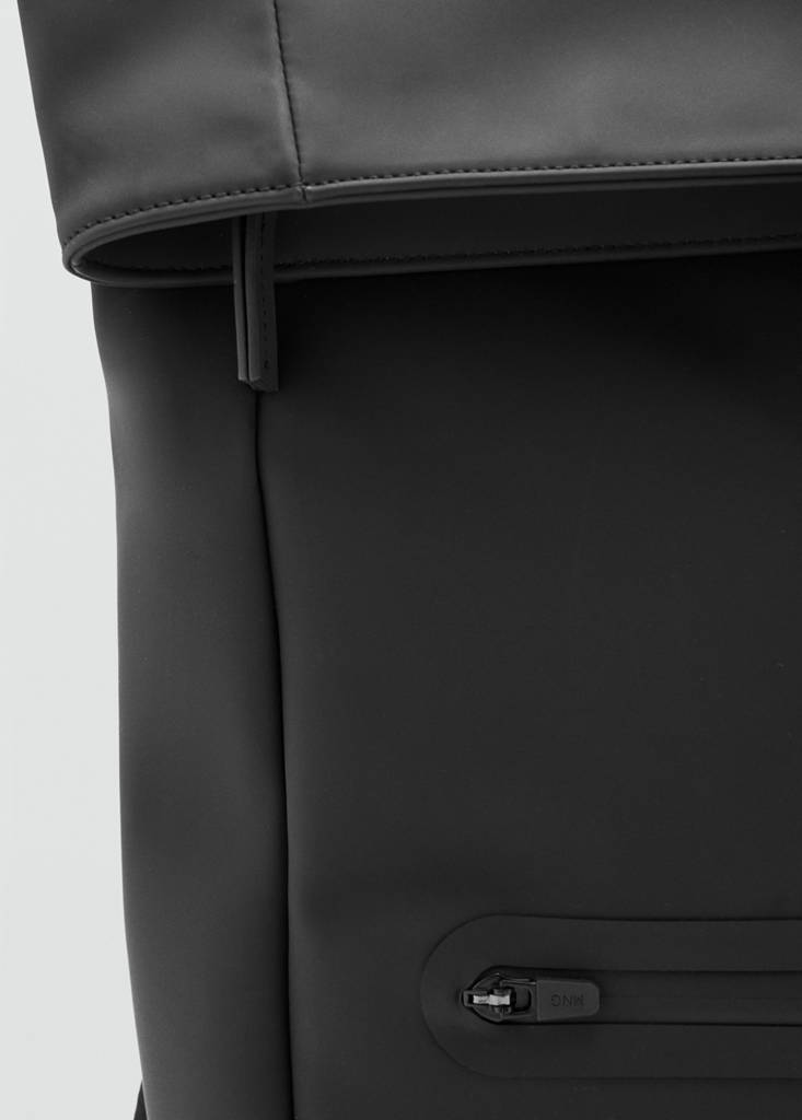 Rubberized backpack with flap closure — Black
