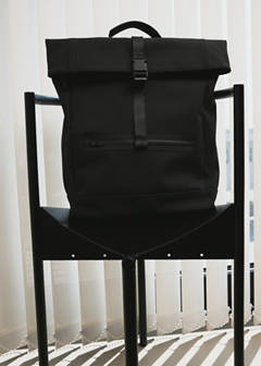 Rubberized backpack with flap closure — Black 6