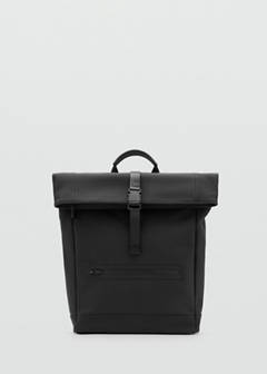 Rubberized backpack with flap closure — Black 1