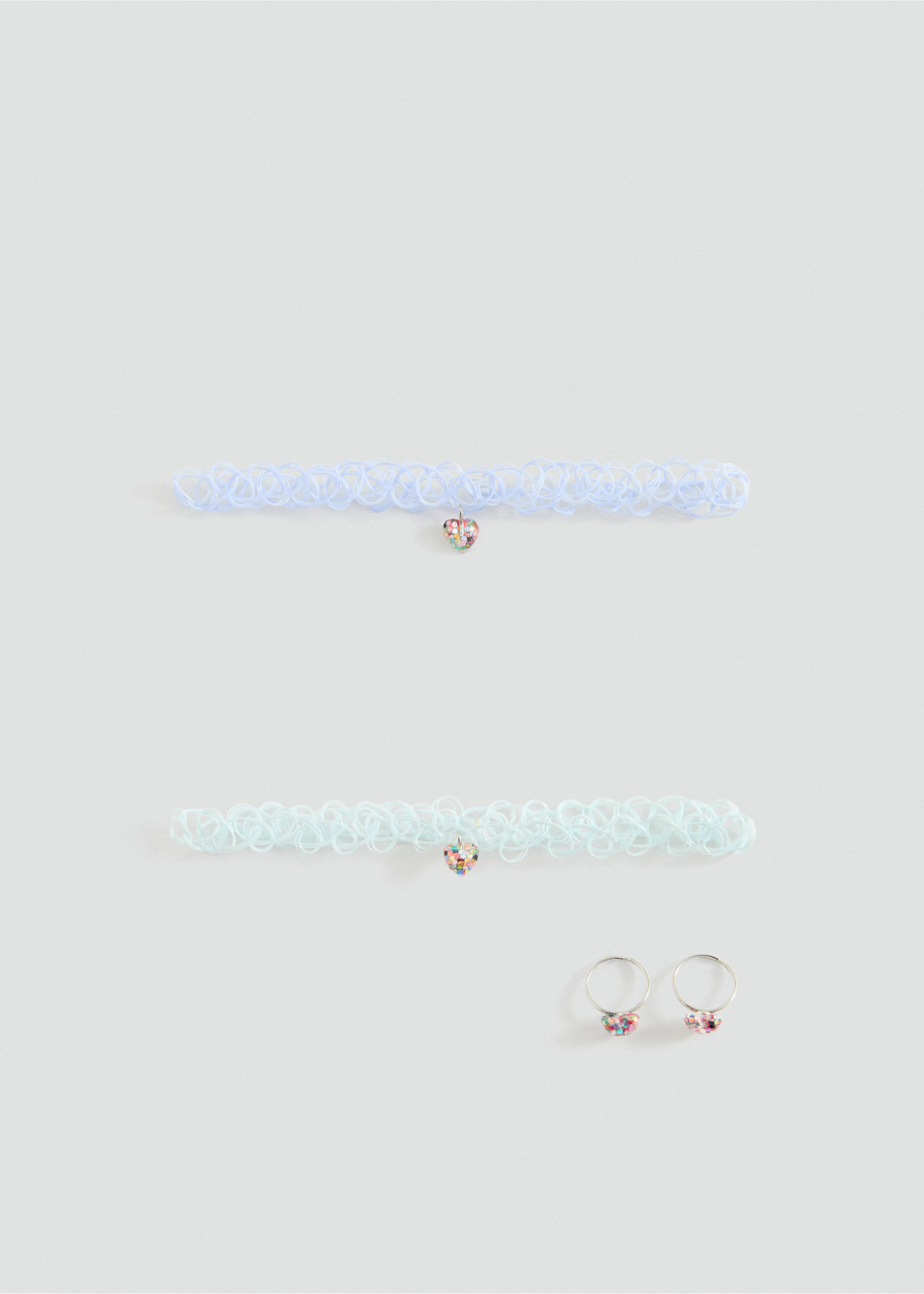 Набір із блискучих намист і каблучки - Товар без моделі, Водяна зелень. Ref: 37071354-00.