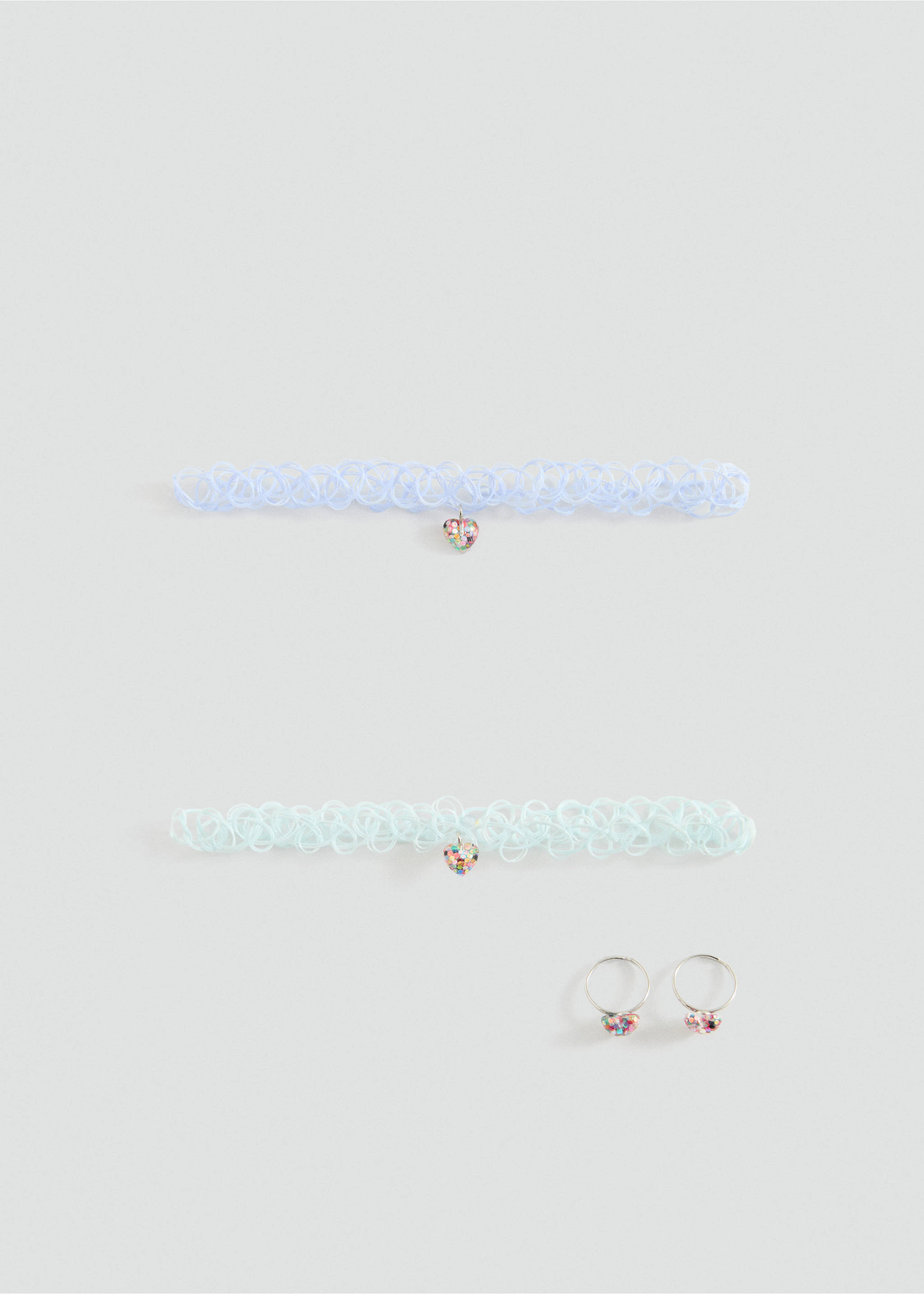 Pack collares y anillo glitter - Artículo sin modelo, Verde agua. Ref: 37071354-00.