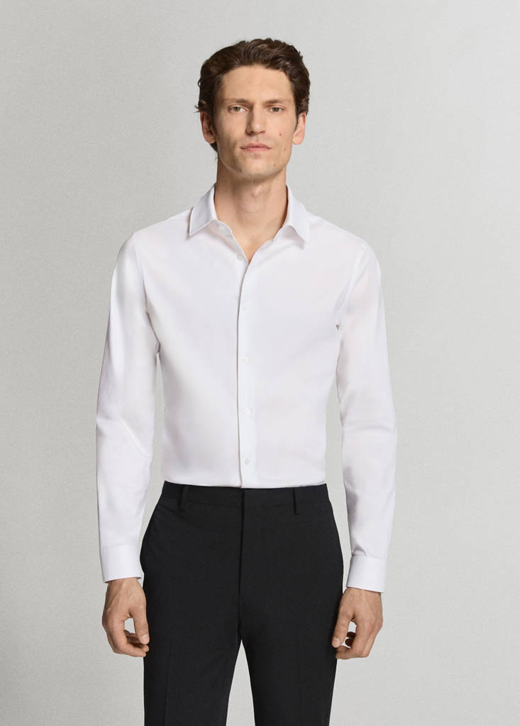 Super slim fit cotton stretch suit shirt — White