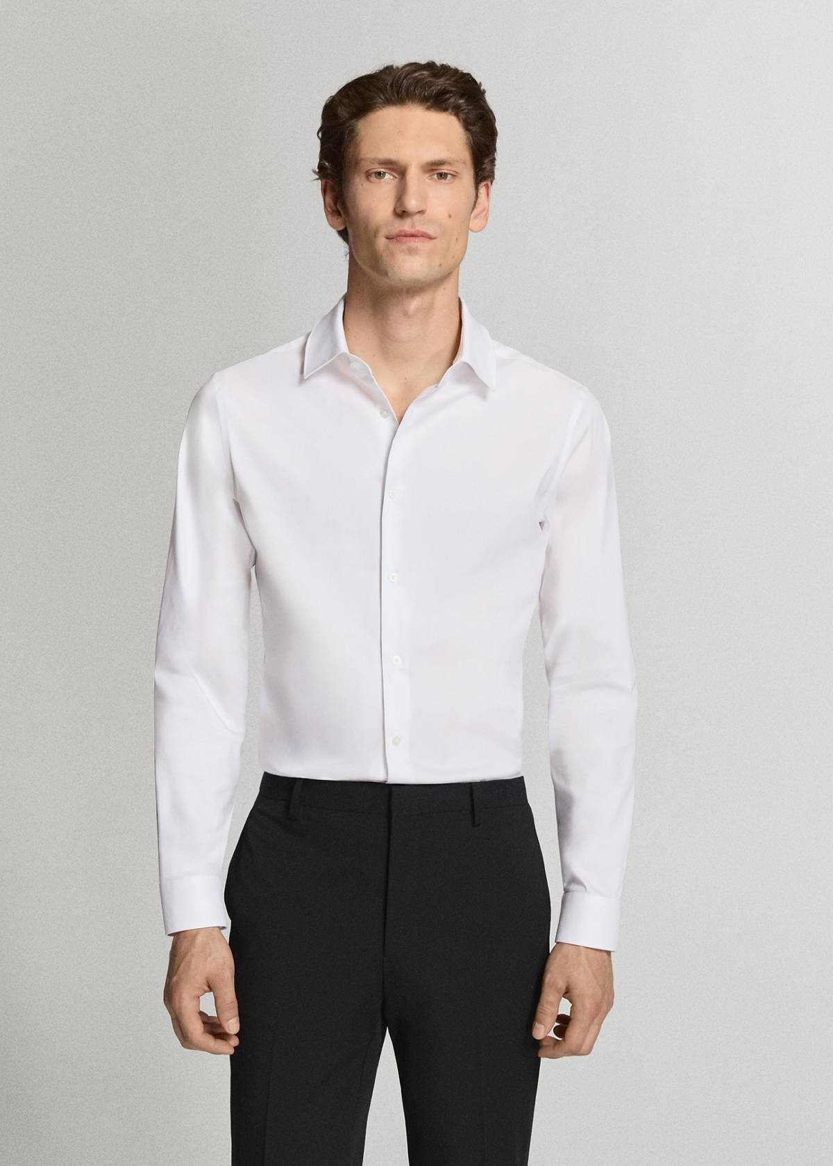 Super slim fit cotton stretch suit shirt — White