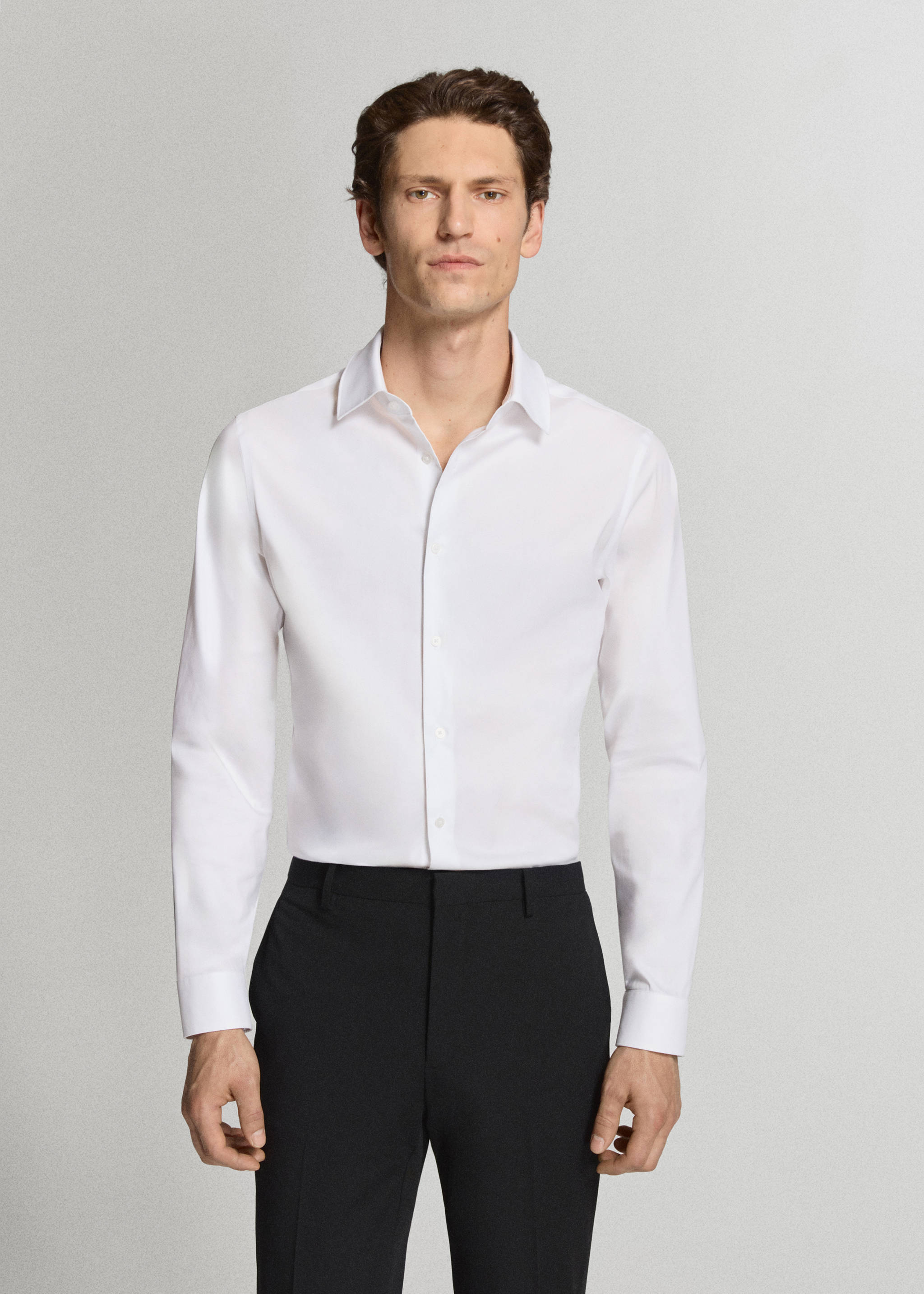 Super slim fit cotton stretch suit shirt - Medium plane