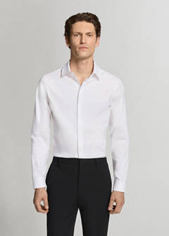 Super slim fit cotton stretch suit shirt — White 1