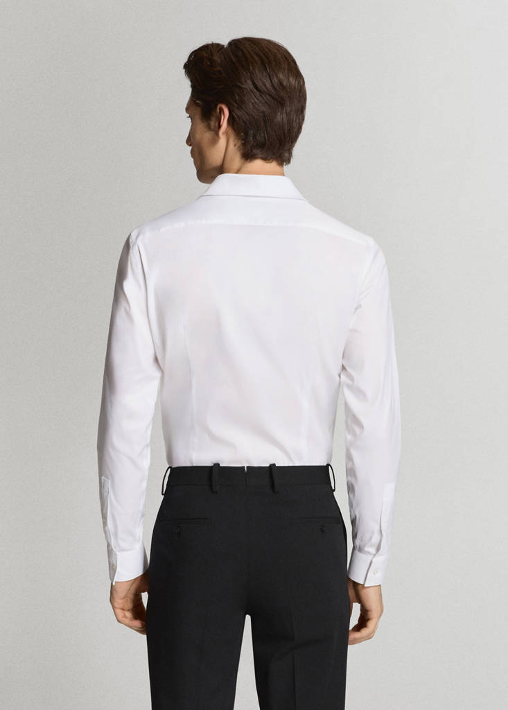 Super slim fit cotton stretch suit shirt — White