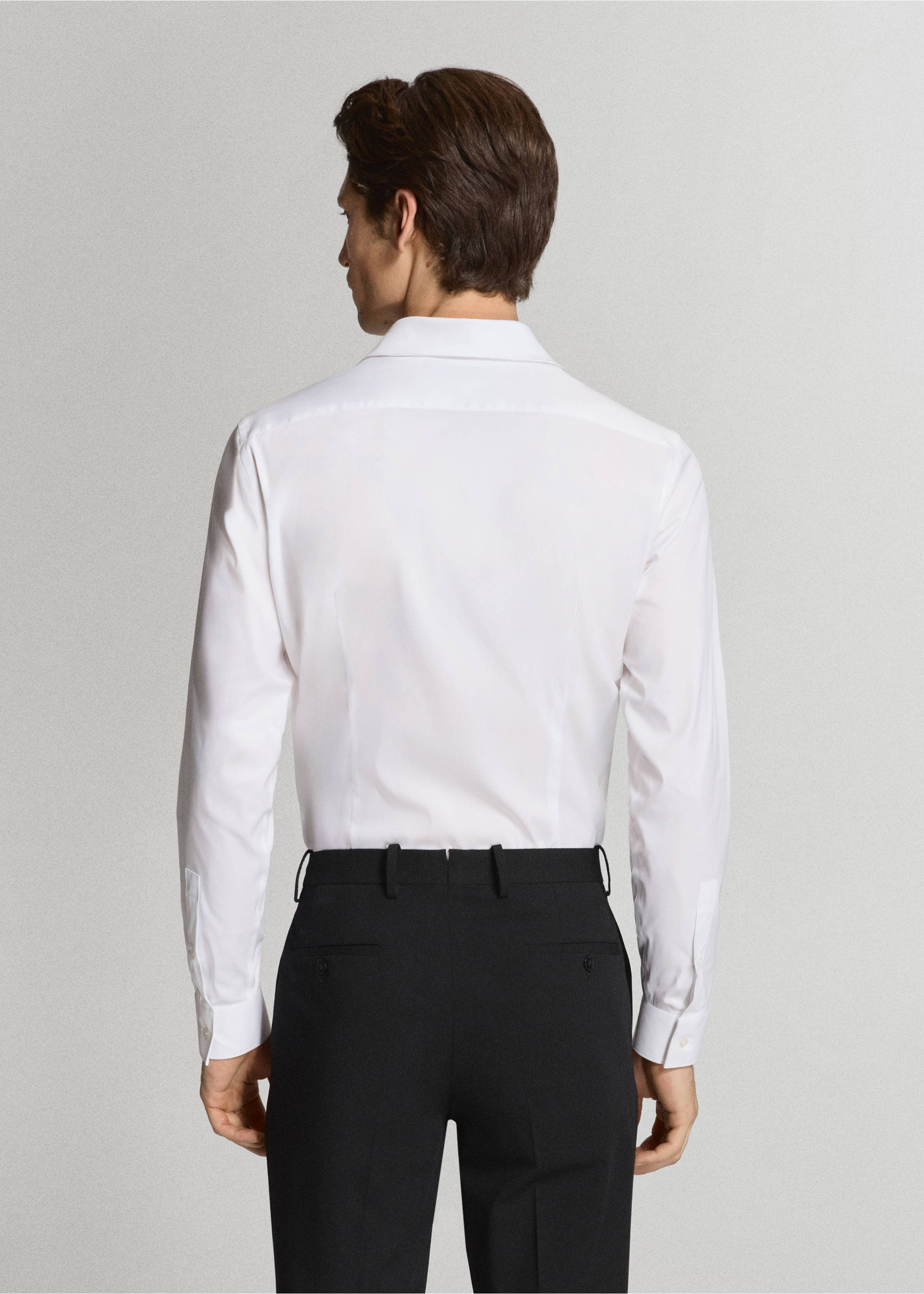 Super slim fit cotton stretch suit shirt - Reverse of the article, White. Ref: 37071355-00.