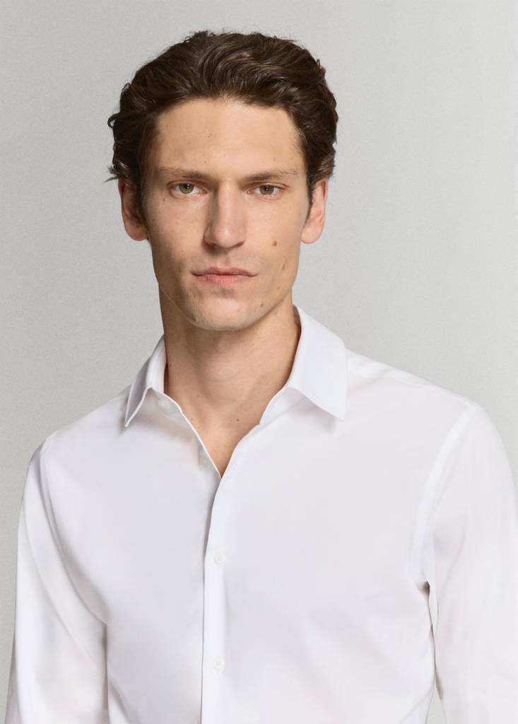 Super slim fit cotton stretch suit shirt — White