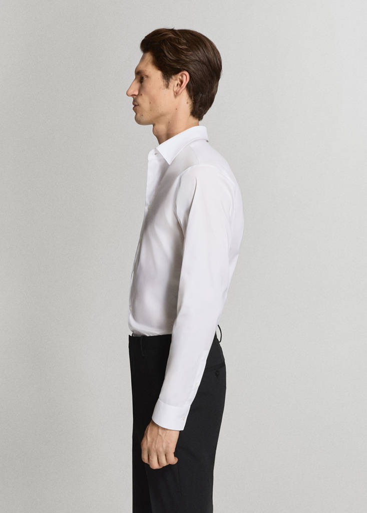 Super slim fit cotton stretch suit shirt — White