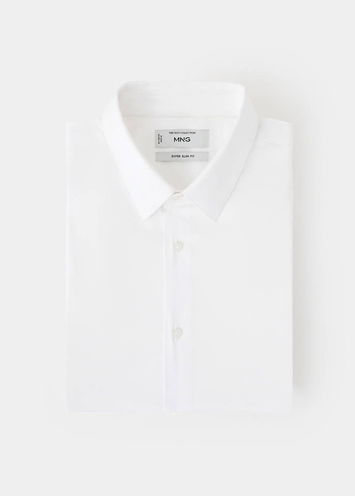 Super slim fit cotton stretch suit shirt — White