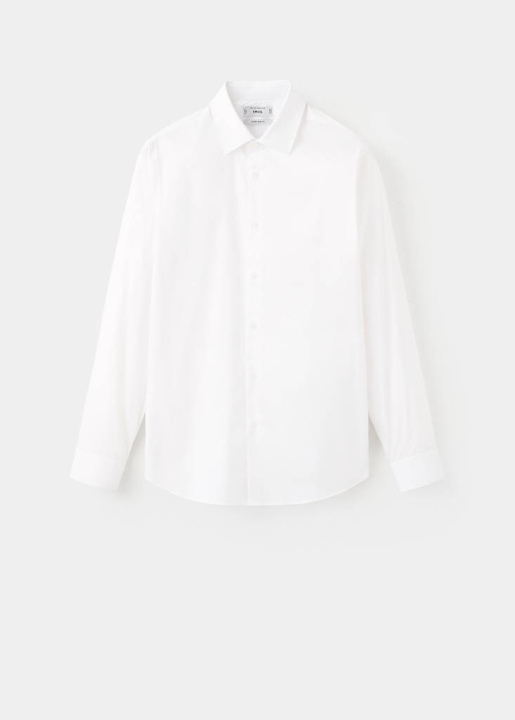 Super slim fit cotton stretch suit shirt — White