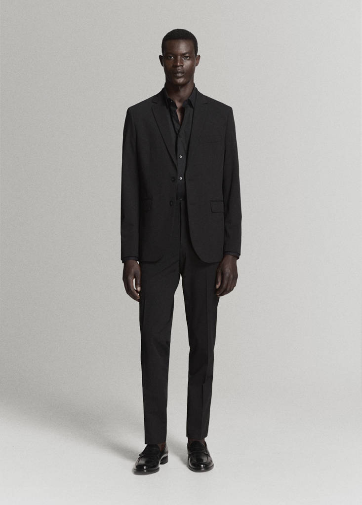Super slim fit cotton stretch suit shirt — Black