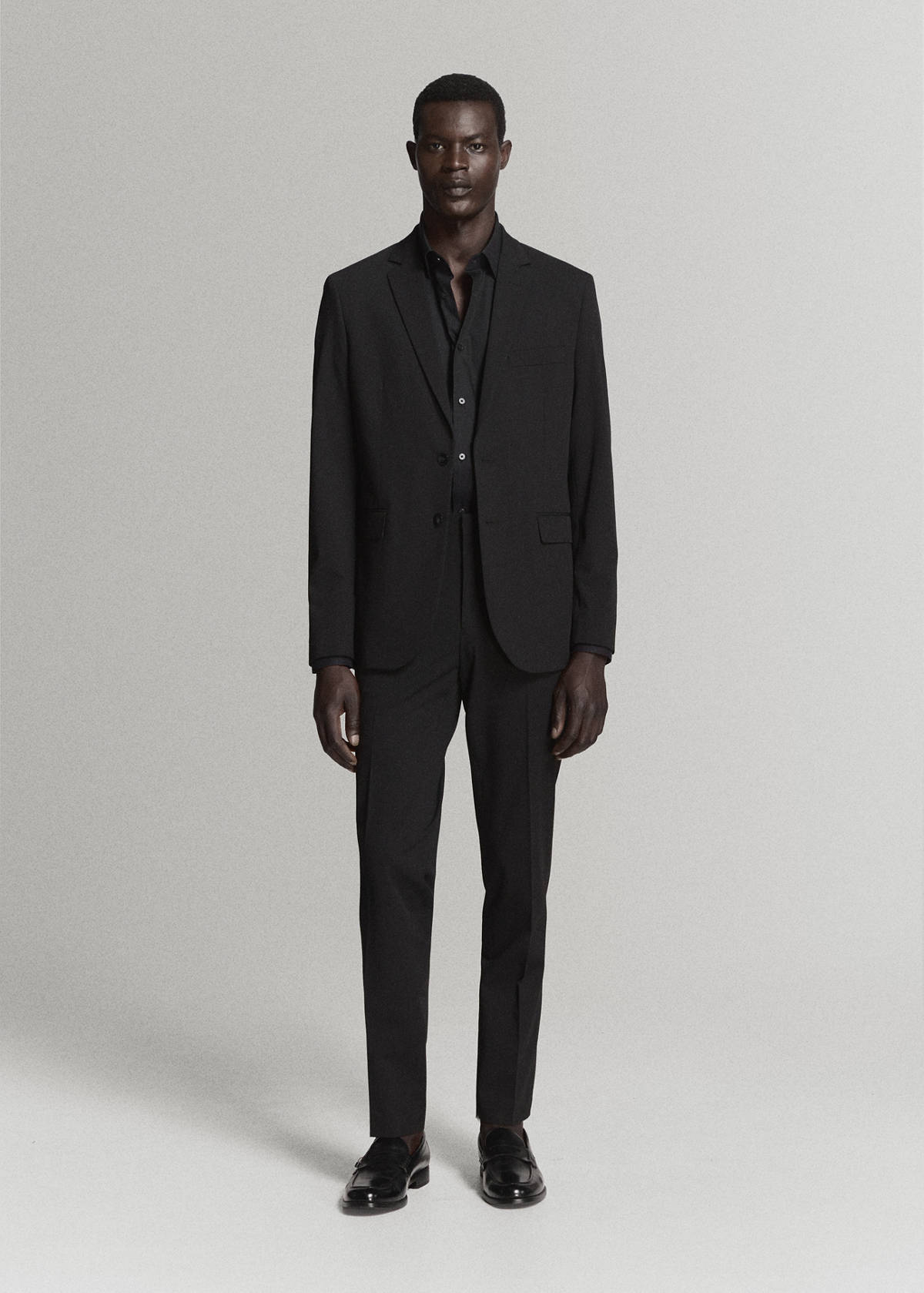 Super slim fit cotton stretch suit shirt — Black