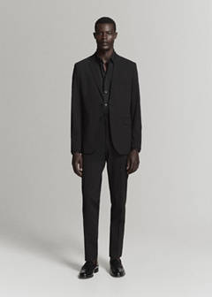 Super slim fit cotton stretch suit shirt — Black 2