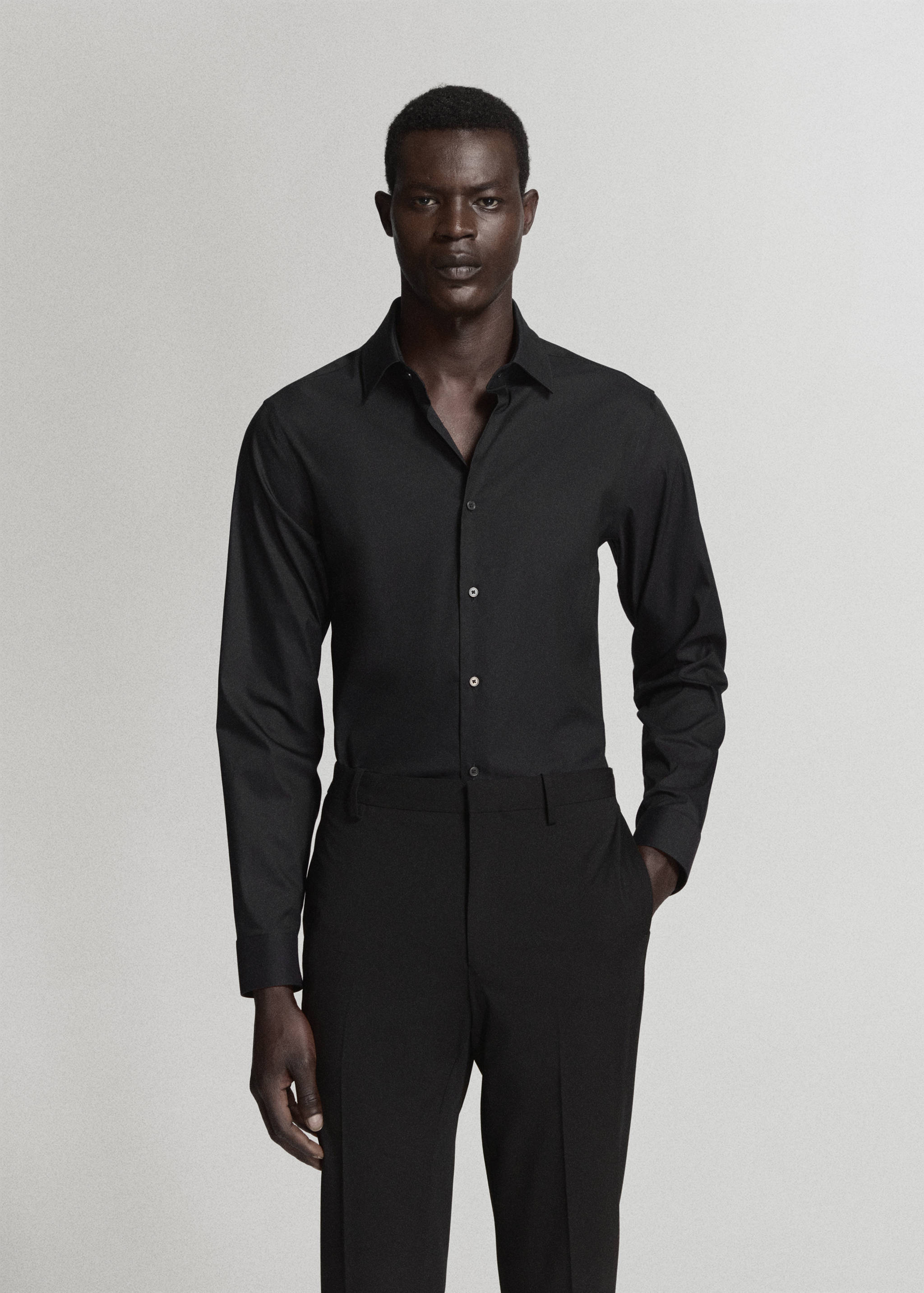Super slim fit cotton stretch suit shirt - Medium plane