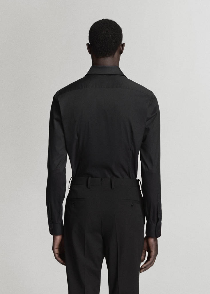 Super slim fit cotton stretch suit shirt — Black