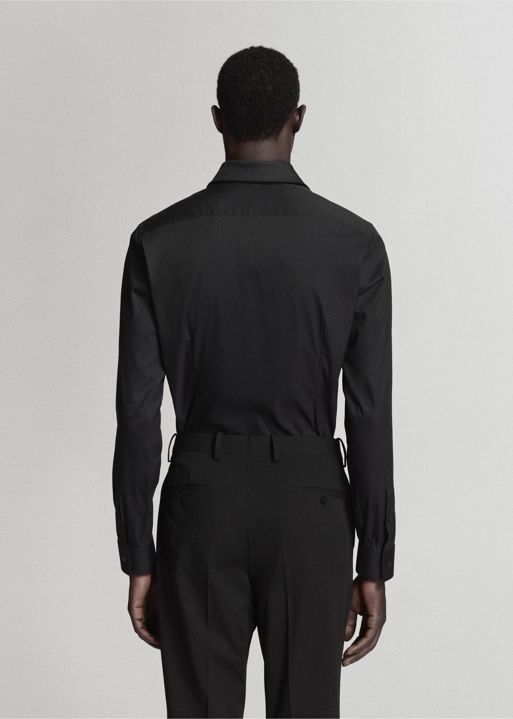 Super slim fit cotton stretch suit shirt - Reverse of the article, Black. Ref: 37071355-00.