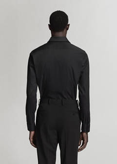 Super slim fit cotton stretch suit shirt — Black 3