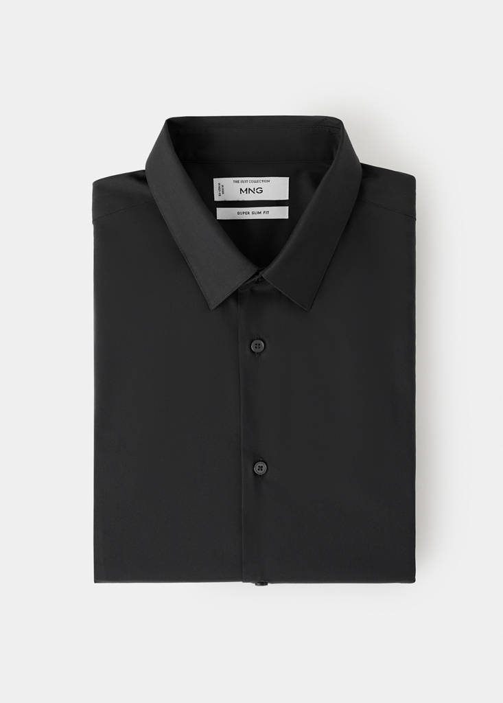 Super slim fit cotton stretch suit shirt — Black