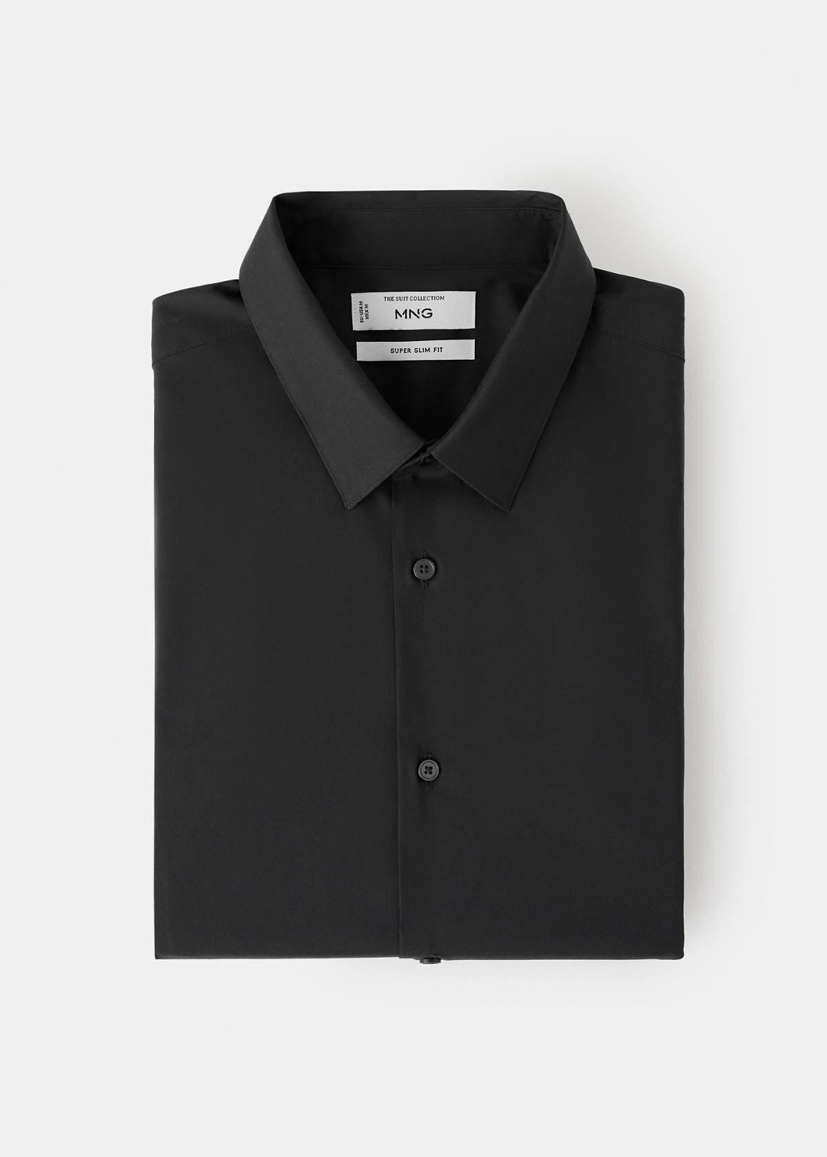 Super slim fit cotton stretch suit shirt — Black