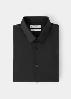 Super slim fit cotton stretch suit shirt — Black 9