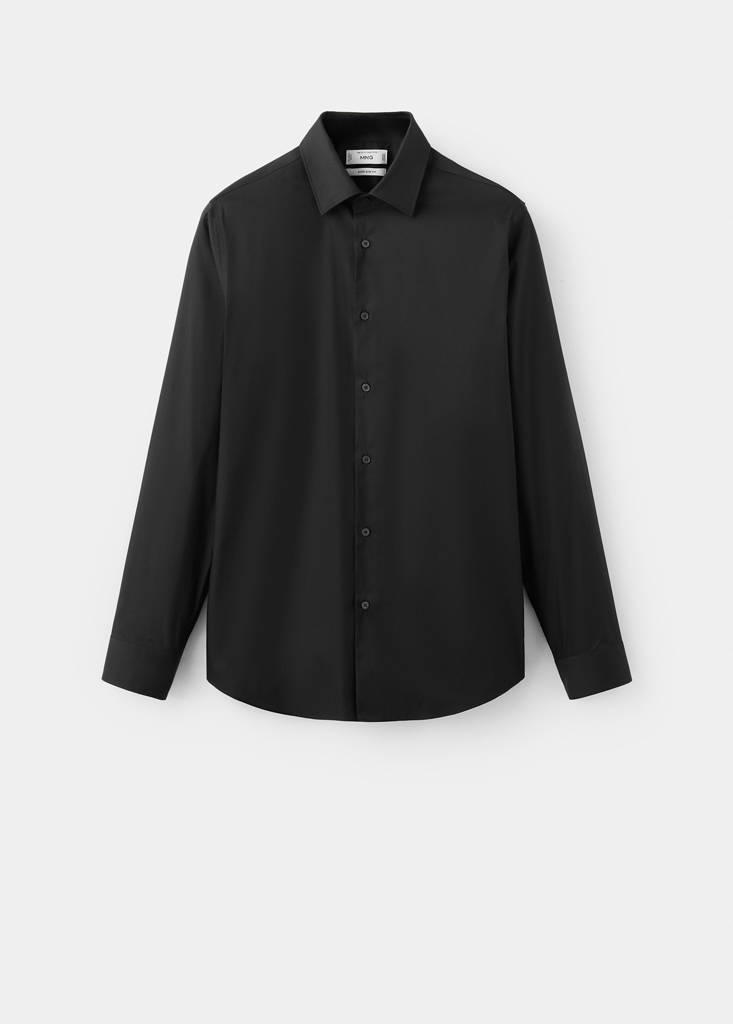 Super slim fit cotton stretch suit shirt — Black
