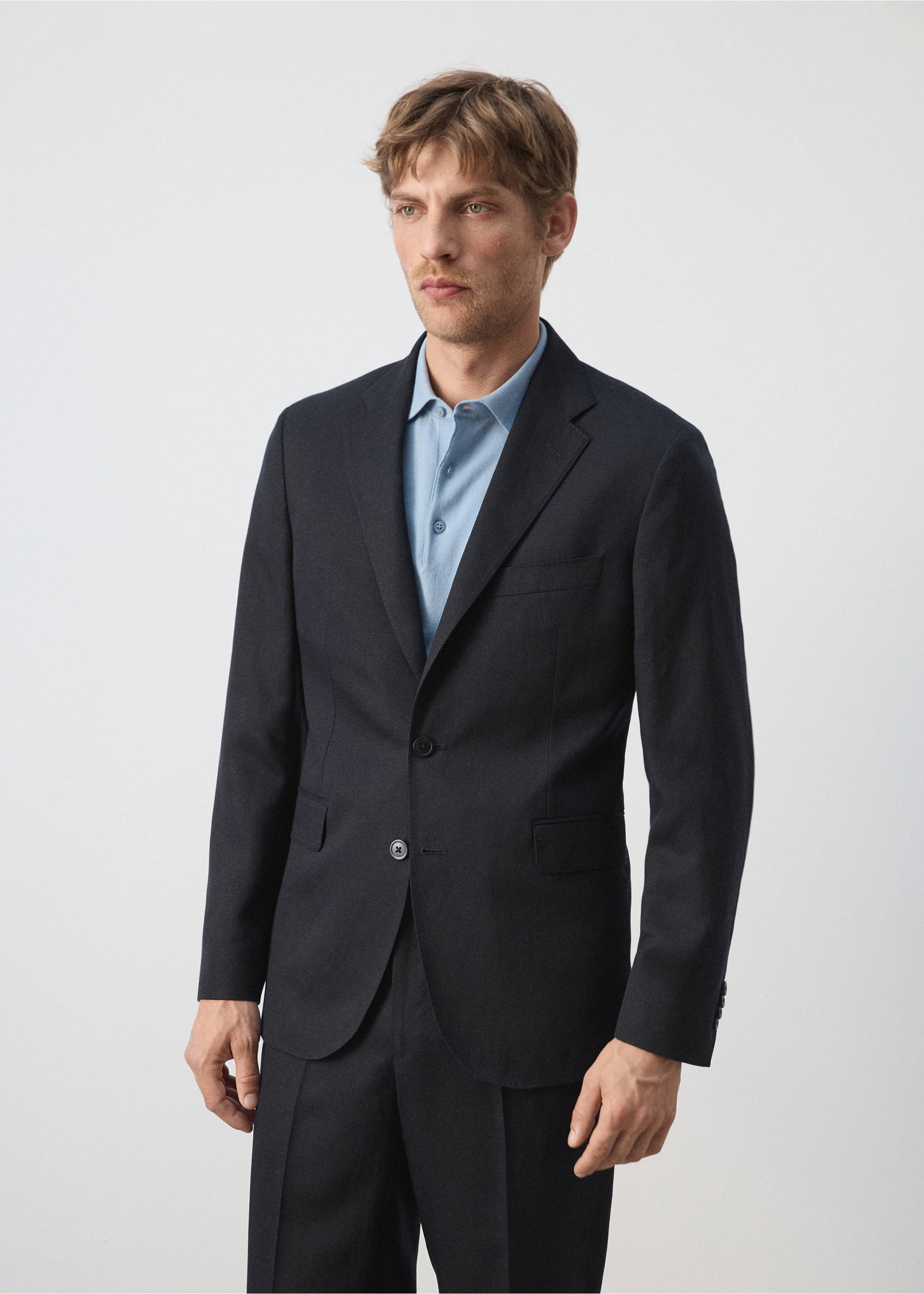 Veste de costume Amalfi slim fit - Plan moyen, Bleu marine. Ref: 37071357-02.