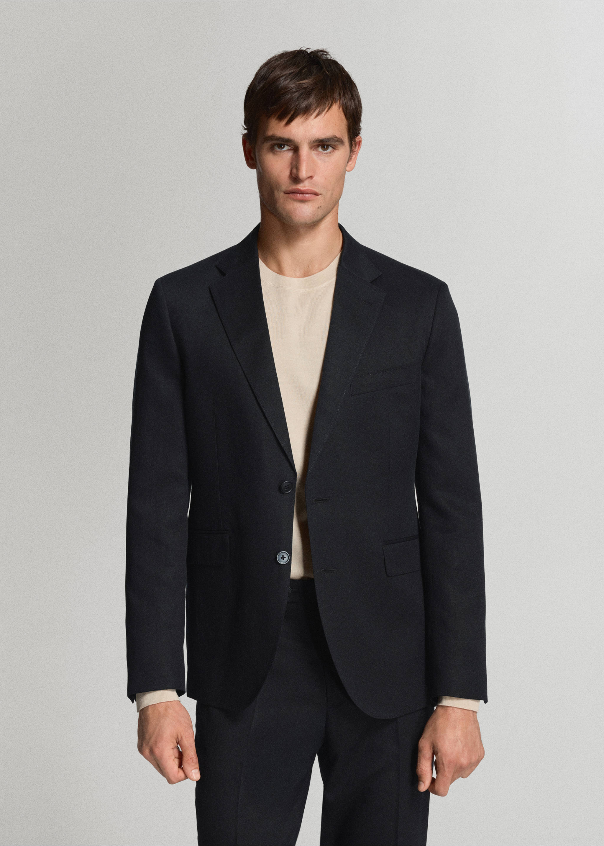 Amalfi slim fit suit jacket - Medium plane, Navy. Ref: 37071357-01.