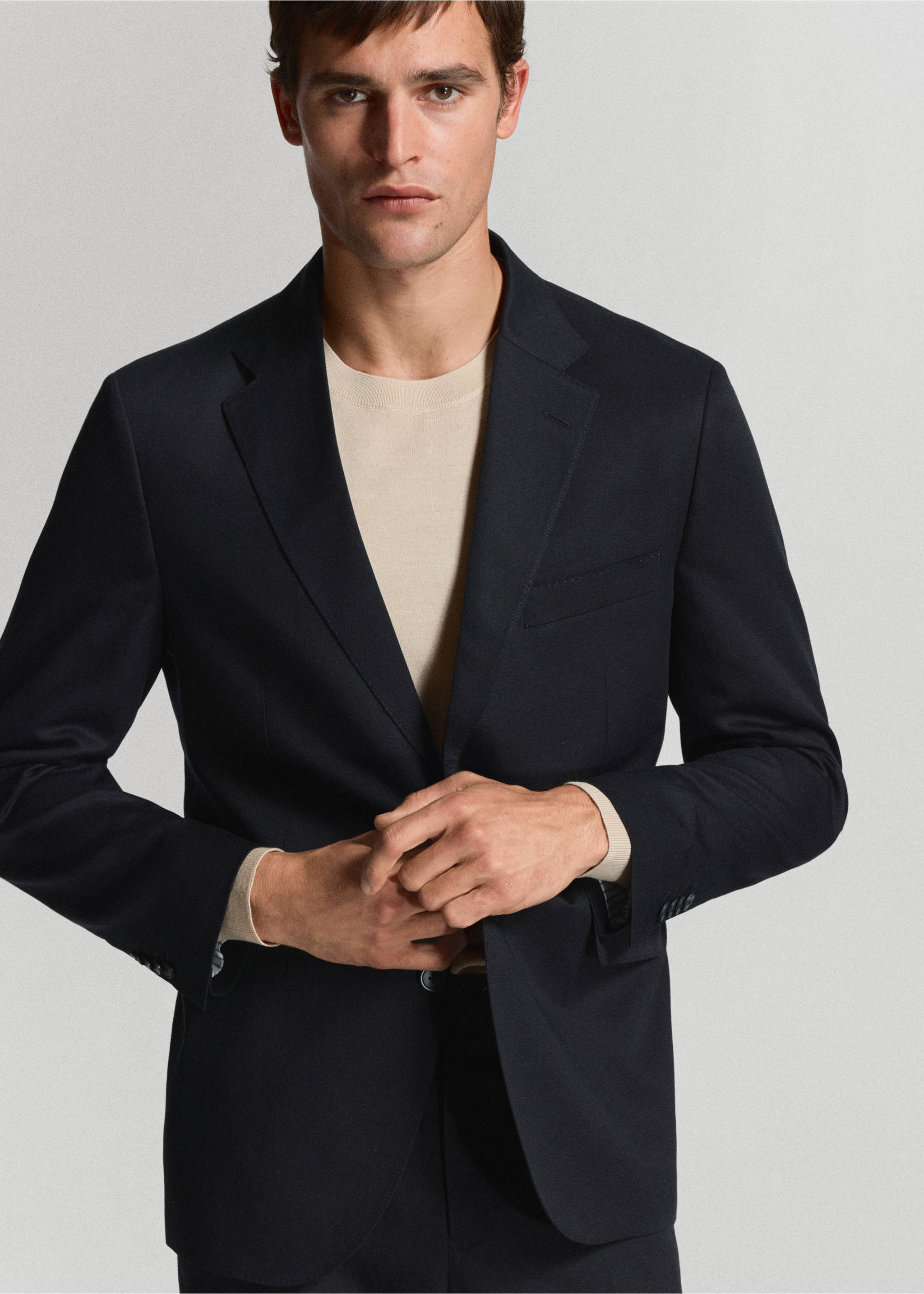 Amalfi slim fit suit jacket - Details of the article 4, Navy. Ref: 37071357-01.