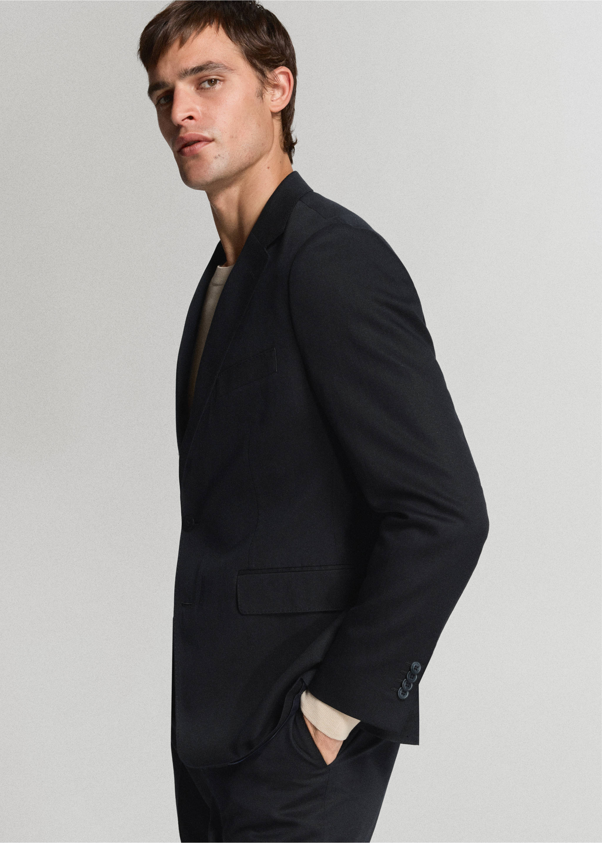 Amalfi slim fit suit jacket - Details of the article 2, Navy. Ref: 37071357-01.