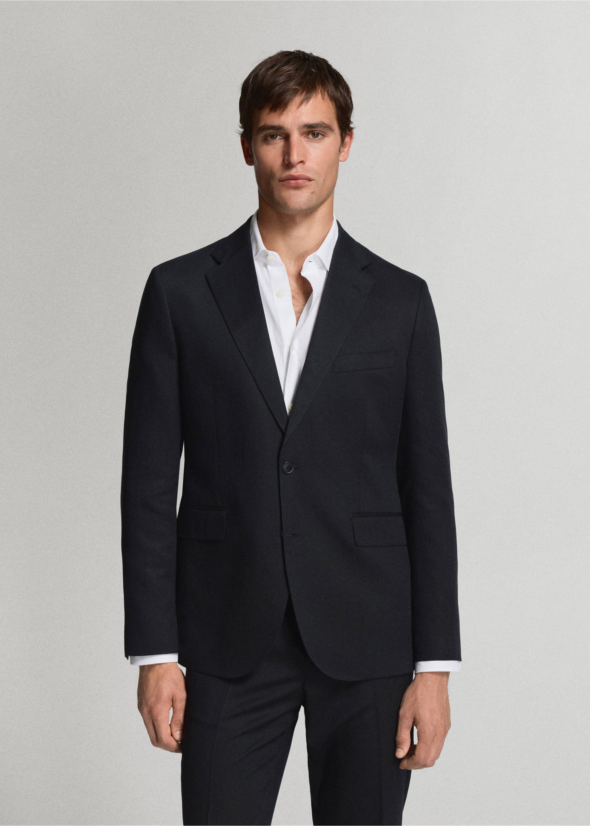 Amalfi slim fit suit jacket - Medium plane, Navy. Ref: 37071357-02.