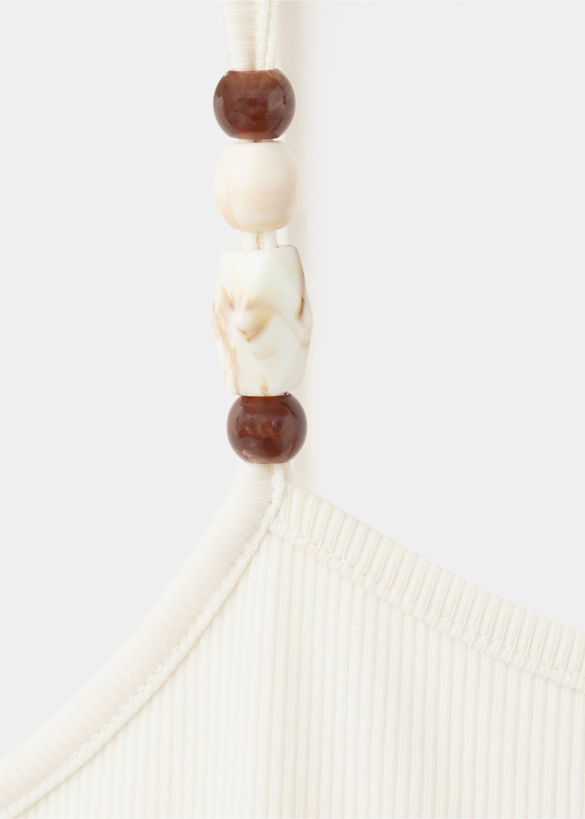 Thin strap embellished top - Details of the article 8, Ecru. Ref: 37071360-00.