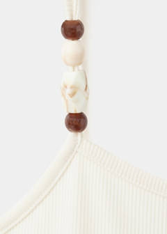 Thin strap embellished top — Ecru 7