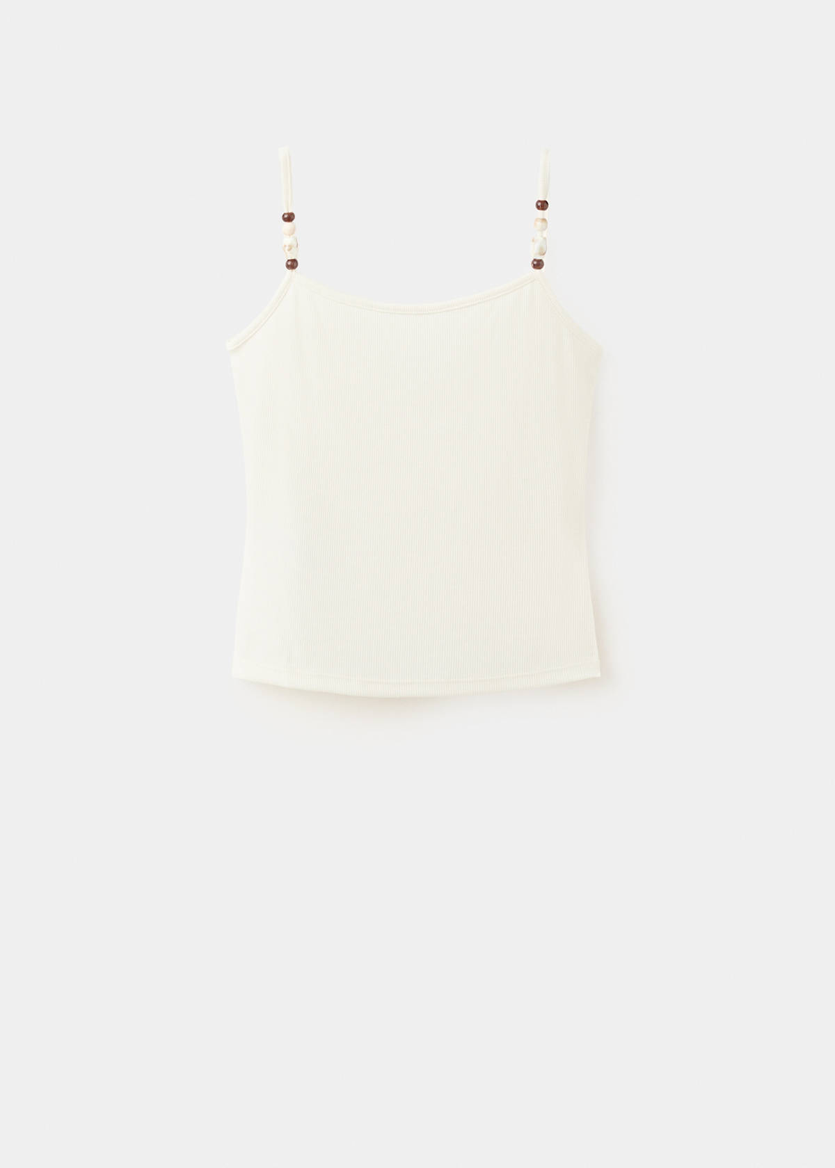 Thin strap embellished top — Ecru