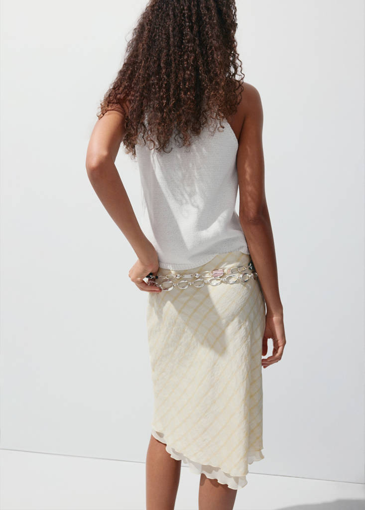 Knitted top with draped neck — Off White