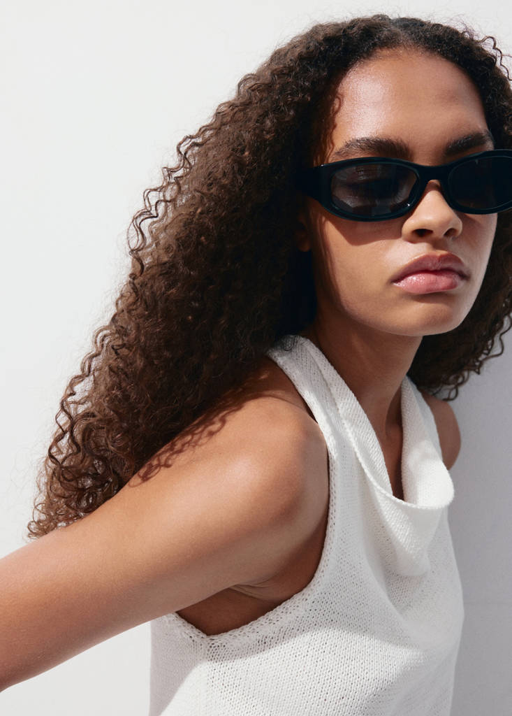Knitted top with draped neck — Off White