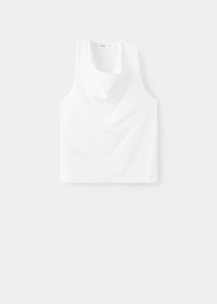 Knitted top with draped neck — Off White