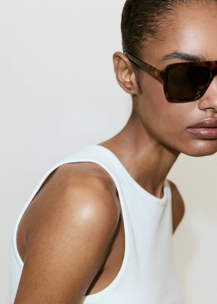 Ribbed cotton-blend top — White