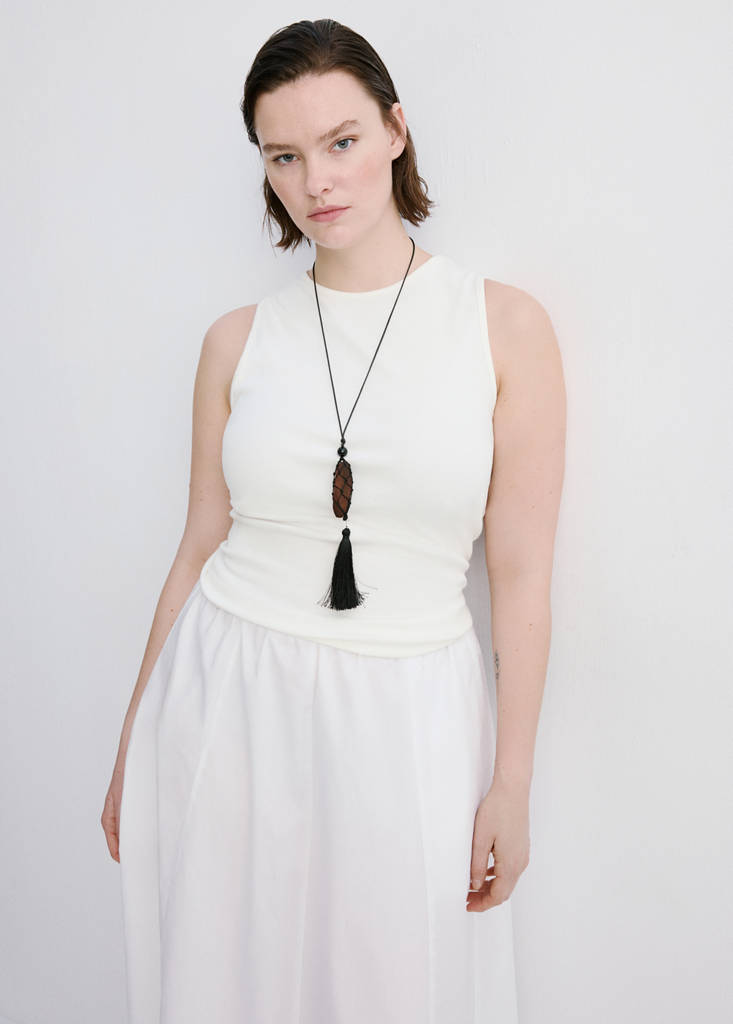Ribbed cotton-blend top — White