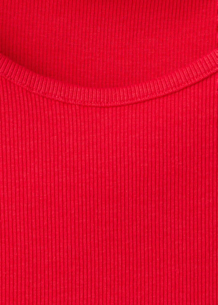 Ribbed cotton-blend top — Red